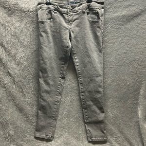 Tripp NYC Gray Low Rise Button Fly Skinny Jeans. Size 13